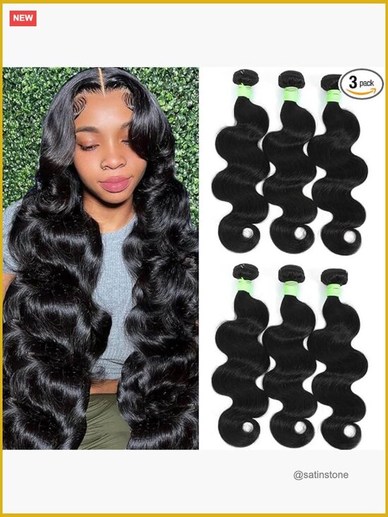 Body Wave Human Hair Bundles 16 18 20 Inch 12A Grade 100% Unprocessed Brazilian main image 5